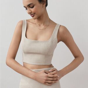 Aritzia Wilfred Bustier Crop Top in Heather Oat Size 2XS